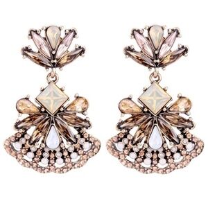 Champagne Pink Crystal Chandelier Drop Earrings